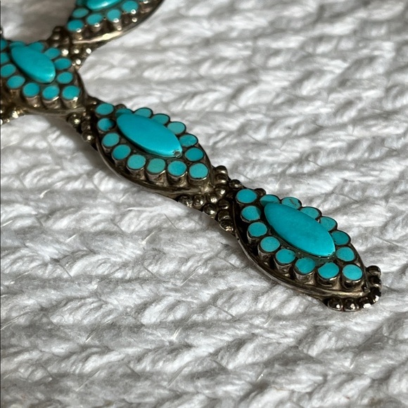 Large N Dishta Zuni Turquoise Cross Pendant Sterling Silver Inlay Navajo NM Vtg - Picture 14 of 15